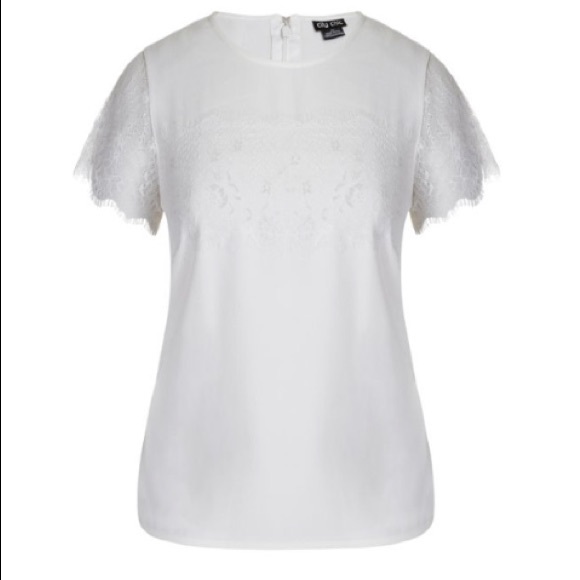 City Chic White Lace Panel Top - Picture 3 of 8